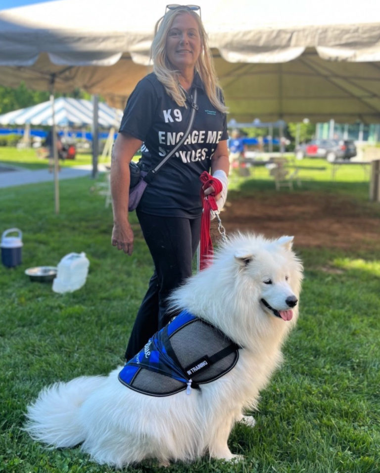 Sherry and Laika Blue at Yale Health event.